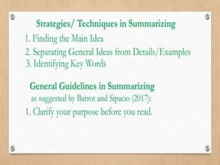Summarizing Strategy Guide strategies-in-summarizing1.1.pptx it's important documents | PPTX