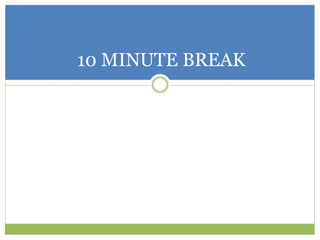 10 MINUTE BREAK 
 