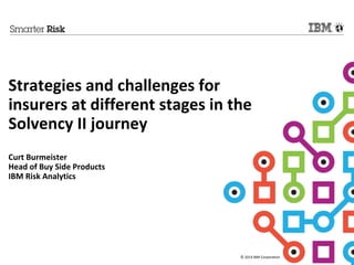Strategies and challenges for 
insurers at different stages in the 
Solvency II journey 
© 2014 IBM Corporation 
Curt Burmeister 
Head of Buy Side Products 
IBM Risk Analytics 
 