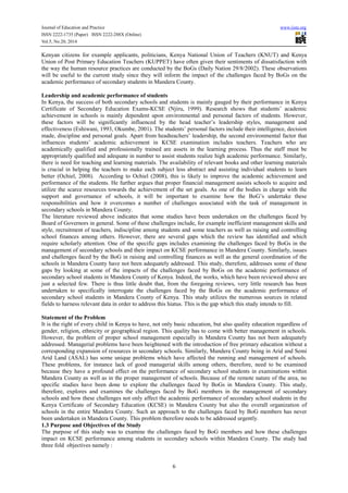 Journal of Education and Practice www.iiste.org
ISSN 2222-1735 (Paper) ISSN 2222-288X (Online)
Vol.5, No.20, 2014
6
Kenyan...