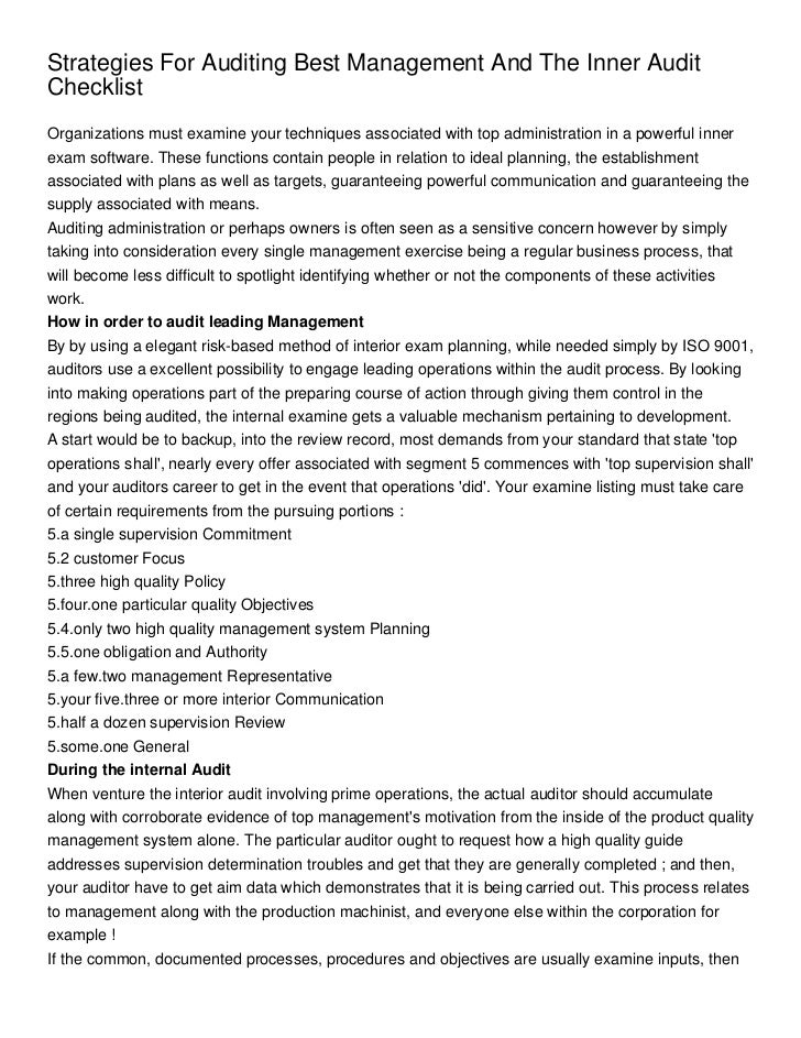Strategies For Auditing Best Management And The Inner Audit Checklist
