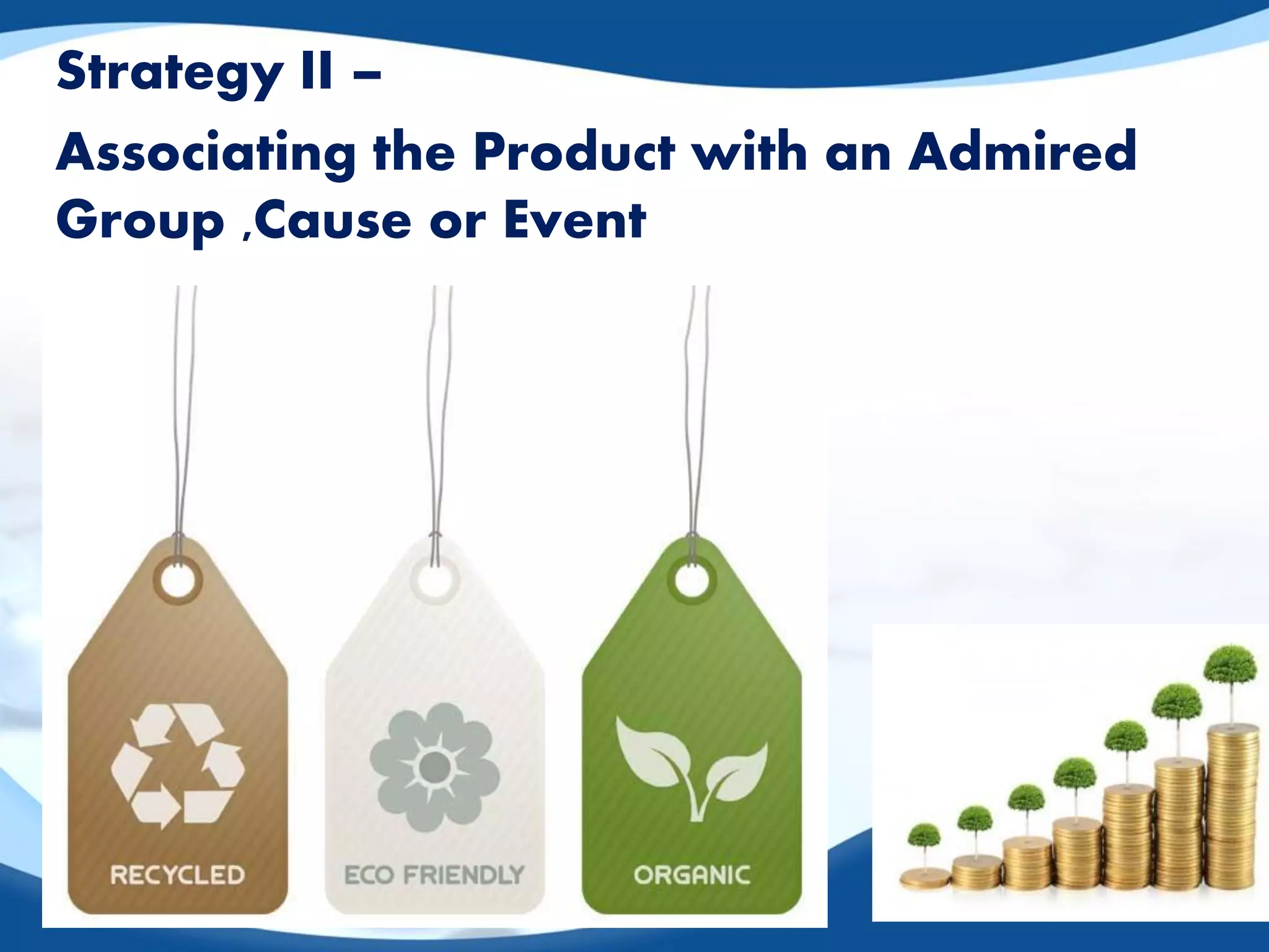 Strategy II –
Associating the Product with an Admired
Group ,Cause or Event
 