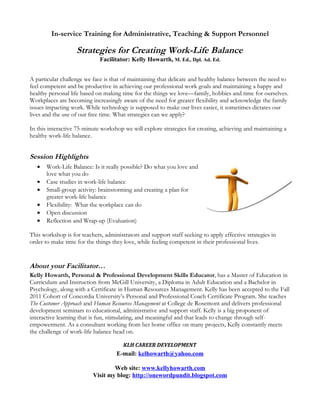 Strategies for Creating Work-Life Balance | DOC | Education