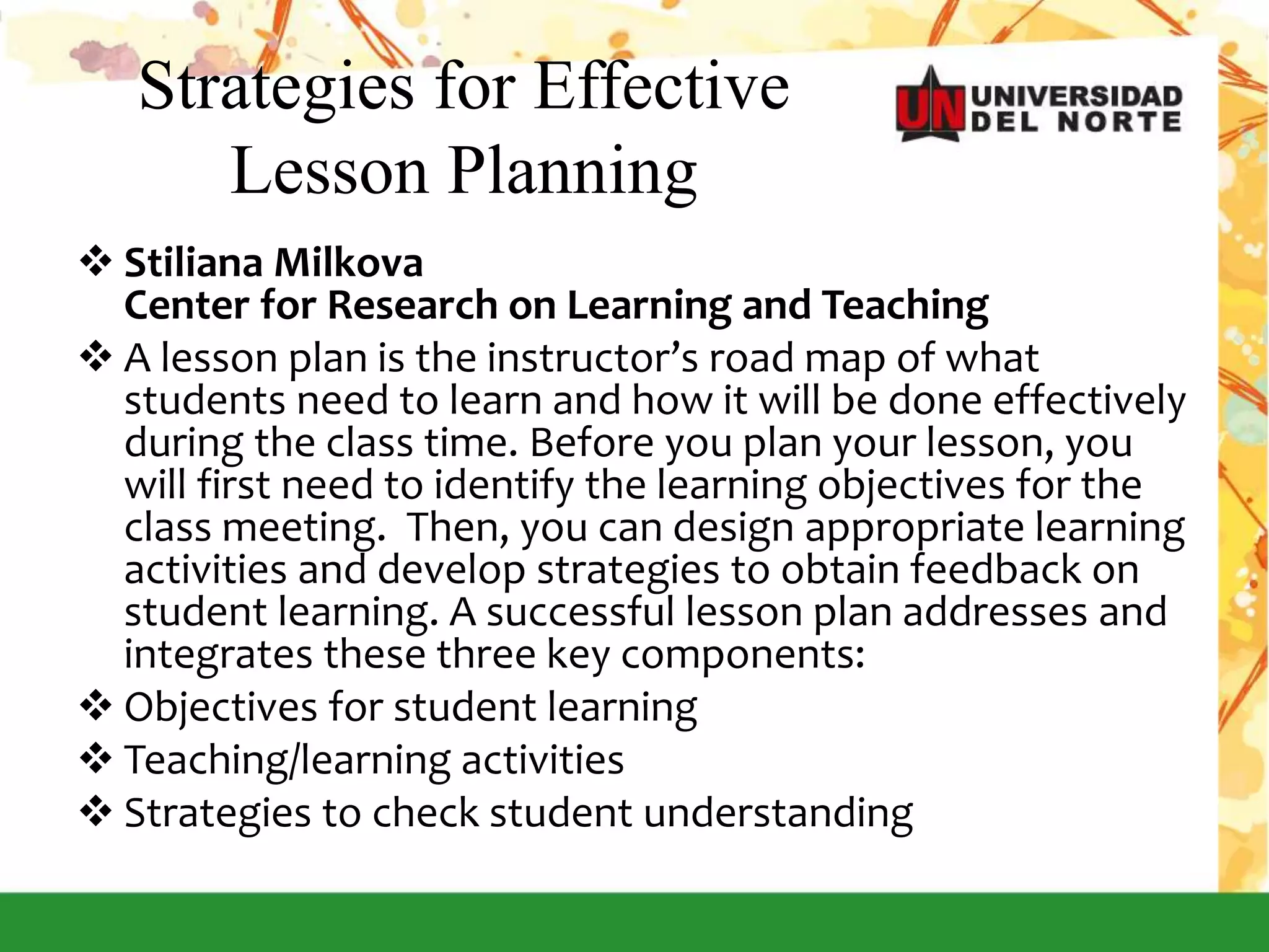 Strategies for effective lesson planning | PPTX | Educational ...