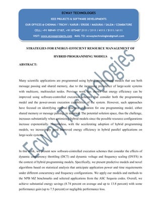 Strategies for energy efficient resource management of hybrid ...