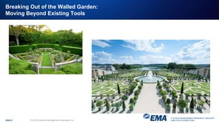 IT & DATA MANAGEMENT RESEARCH, INDUSTRY
ANALYSIS & CONSULTING
Breaking Out of the Walled Garden:
Moving Beyond Existing Tools
Slide 9 © 2018 Enterprise Management Associates, Inc.
 