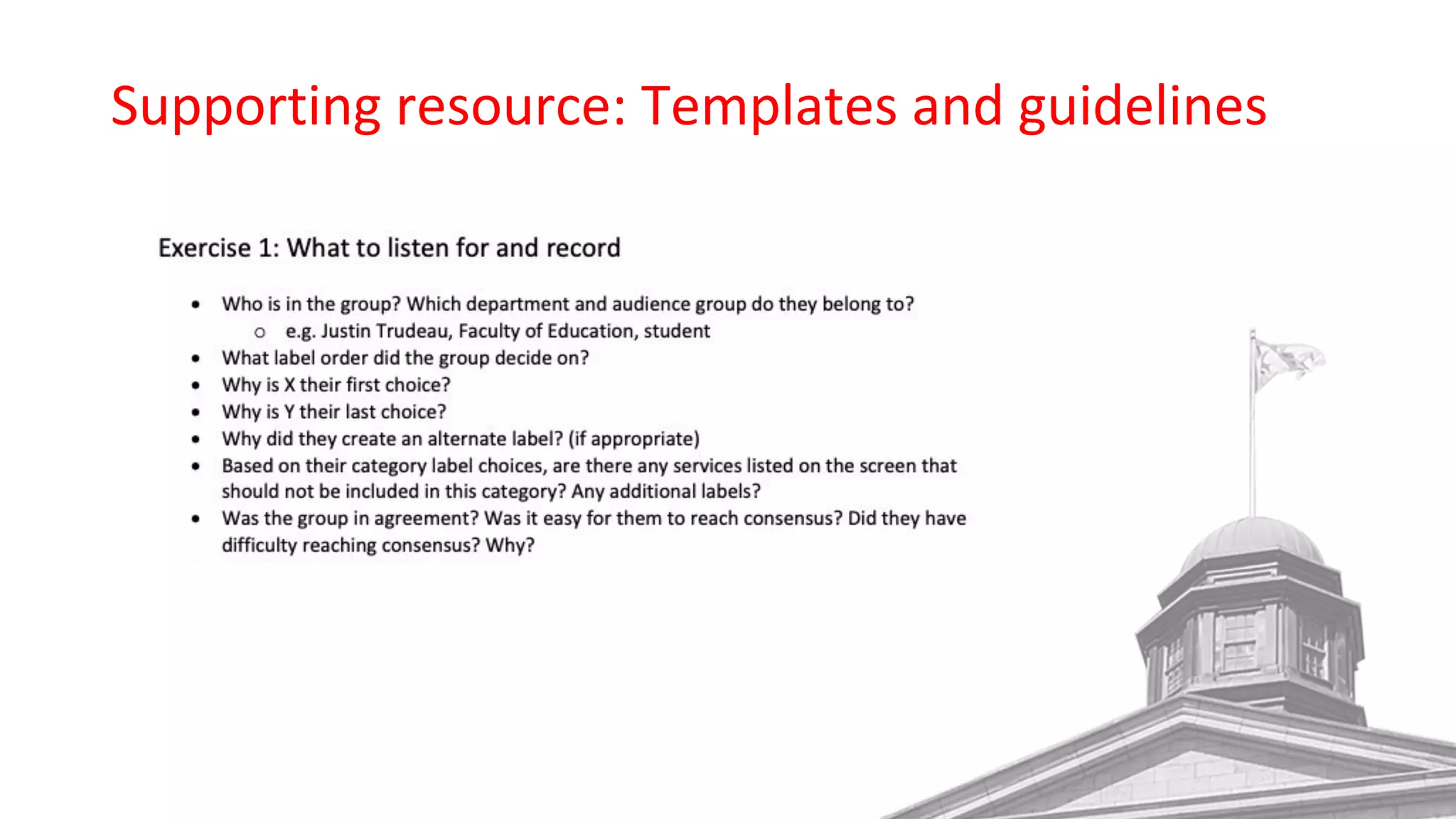 Supporting resource: Templates and guidelines
 