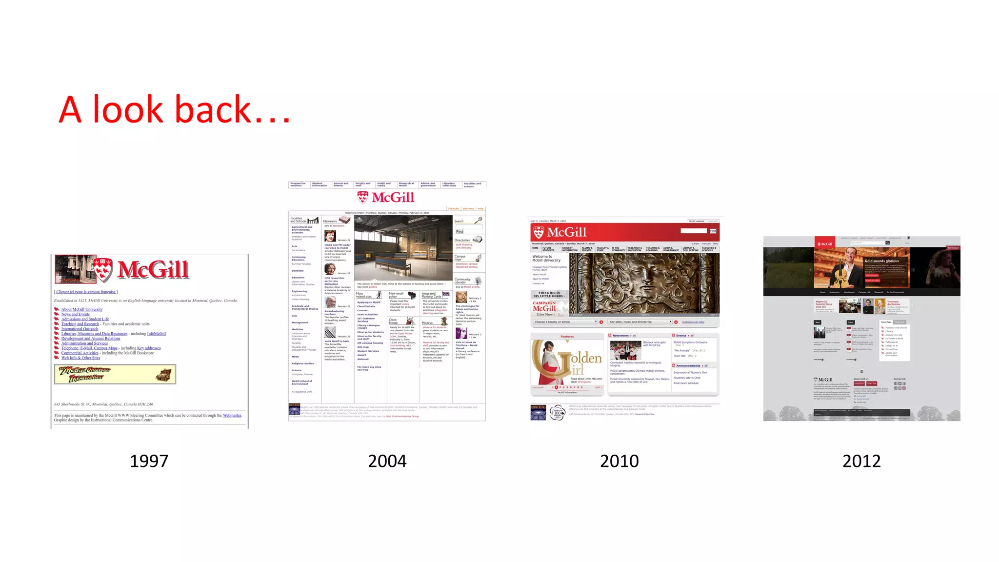 A look back…
1997 2004 2010 2012
 