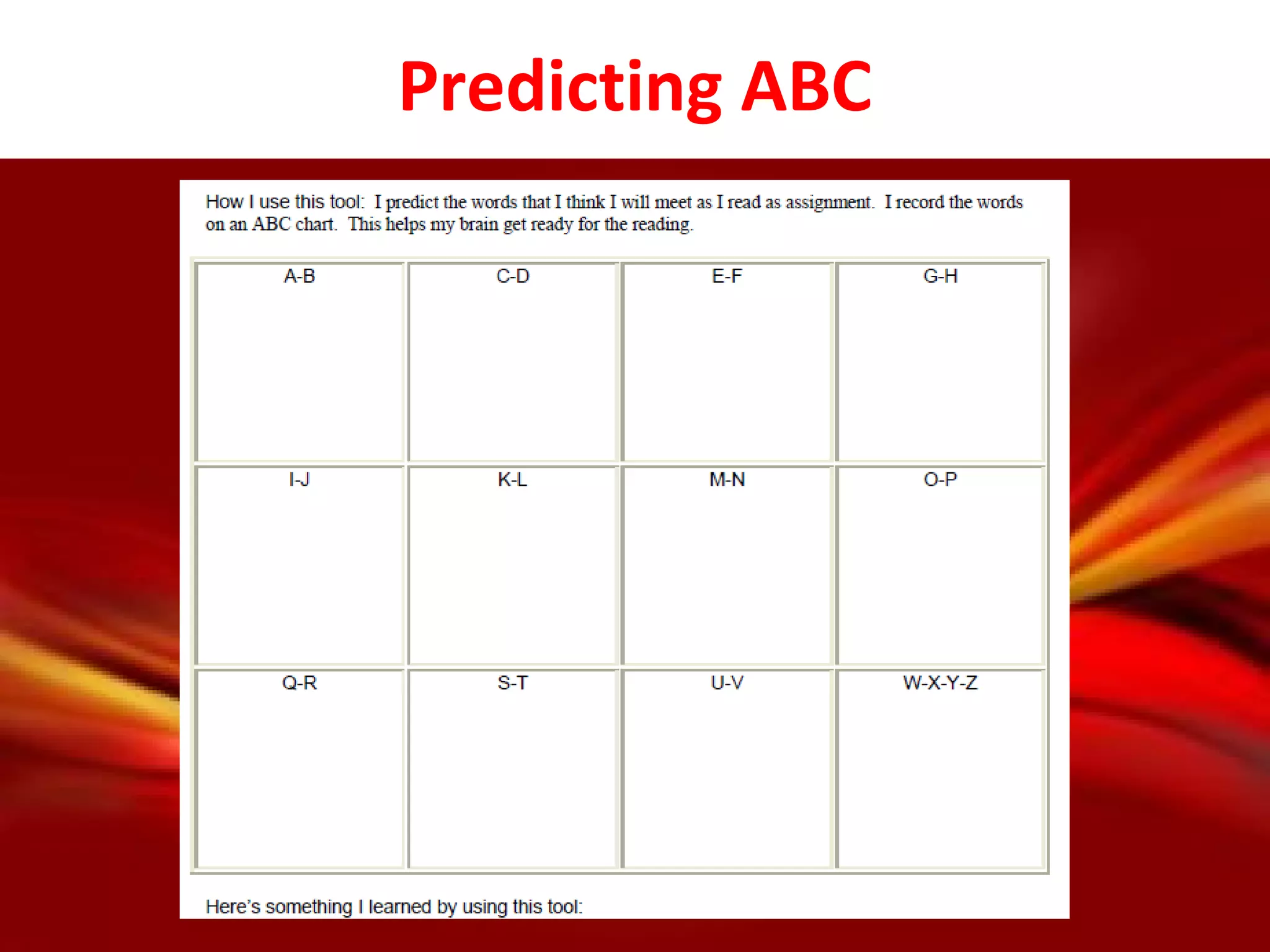 Predicting ABC
 