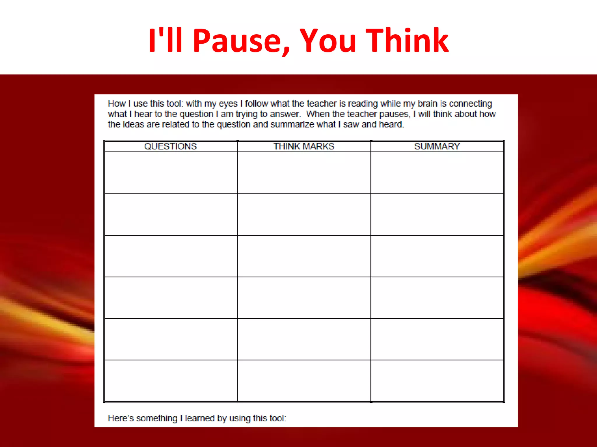 I'll Pause, You Think
 