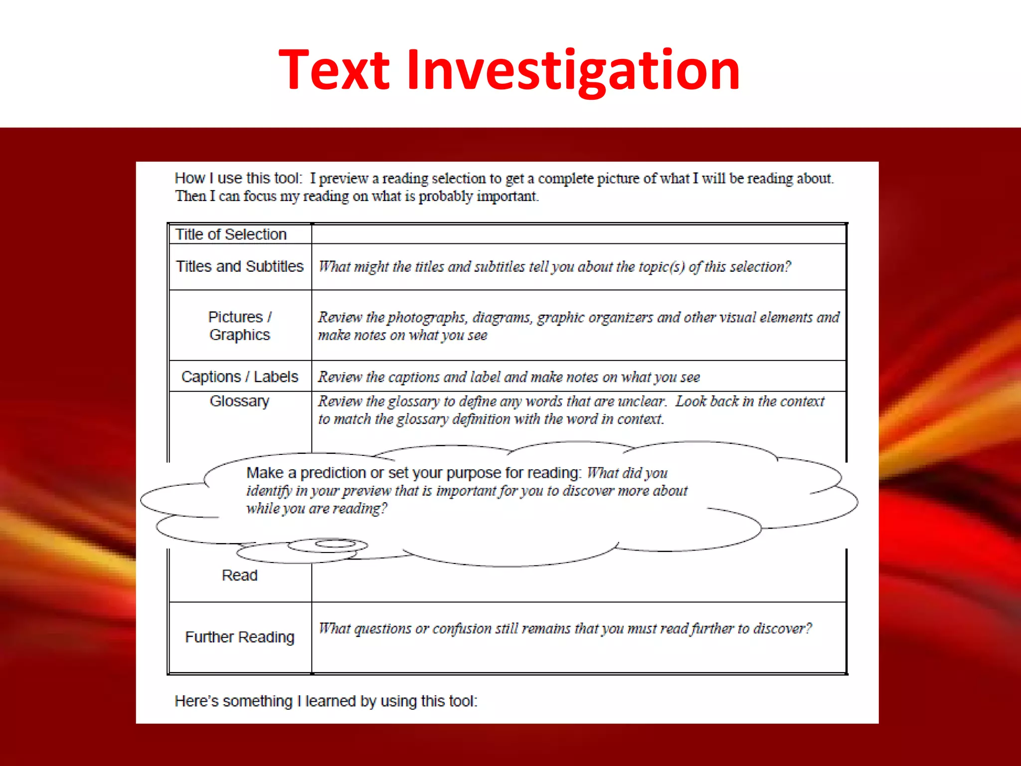 Text Investigation
 