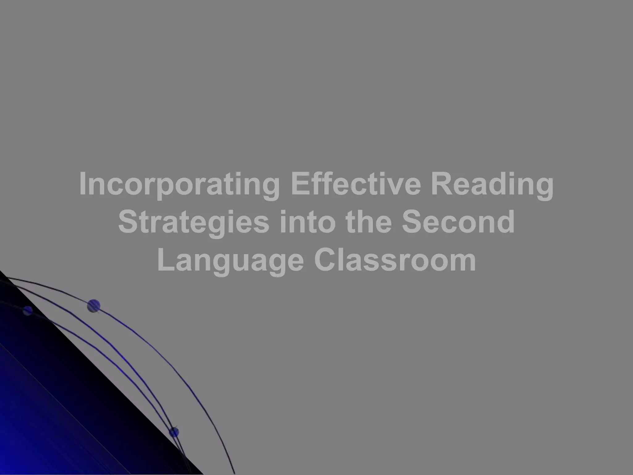 Incorporating Effective Reading
Strategies into the Second
Language Classroom
 