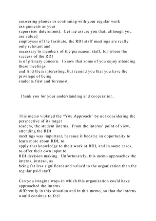 Staff Rdi STRATEGIES FOR THE YOU APPROACH” In workplace writ.docx