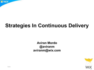 Strategies In Continuous Delivery
Learn the “magic” behind the scenes
Aviran Mordo
Server Group Manager @ Wix
@aviranm
http://www.linkedin.com/in/aviran
21:34
 