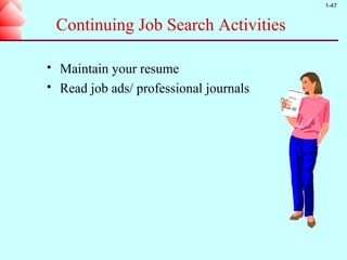 1-47


    Continuing Job Search Activities

   Maintain your resume
   Read job ads/ professional journals
 