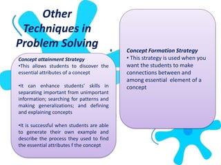 Other
 Techniques in
Problem Solving                            Concept Formation Strategy
Concept attainment Strategy    ...