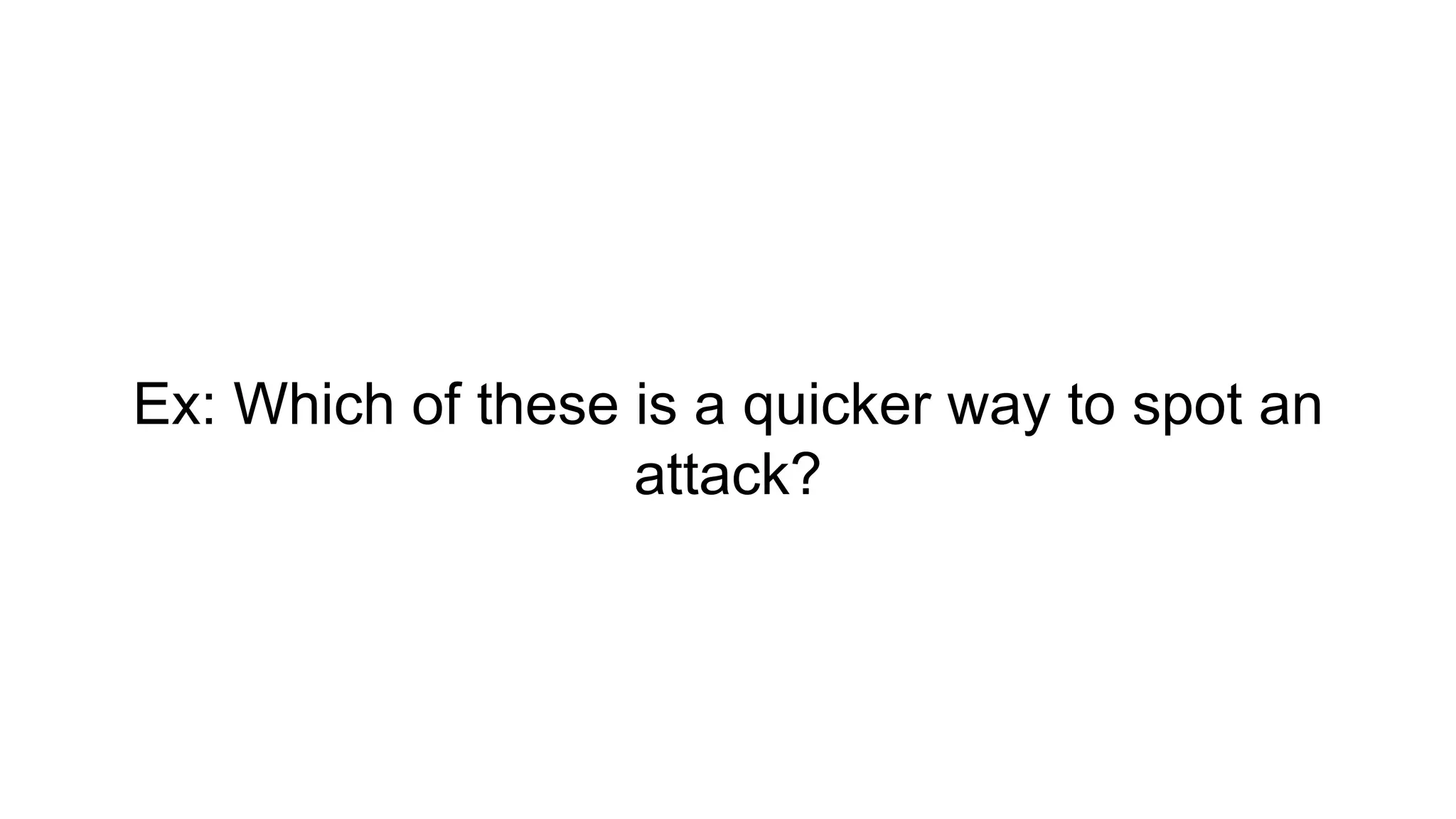 Ex: Which of these is a quicker way to spot an
attack?
 