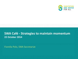 SWA Café - Strategies to maintain momentum 
22 October 2014 
Fiorella Polo, SWA Secretariat 
 