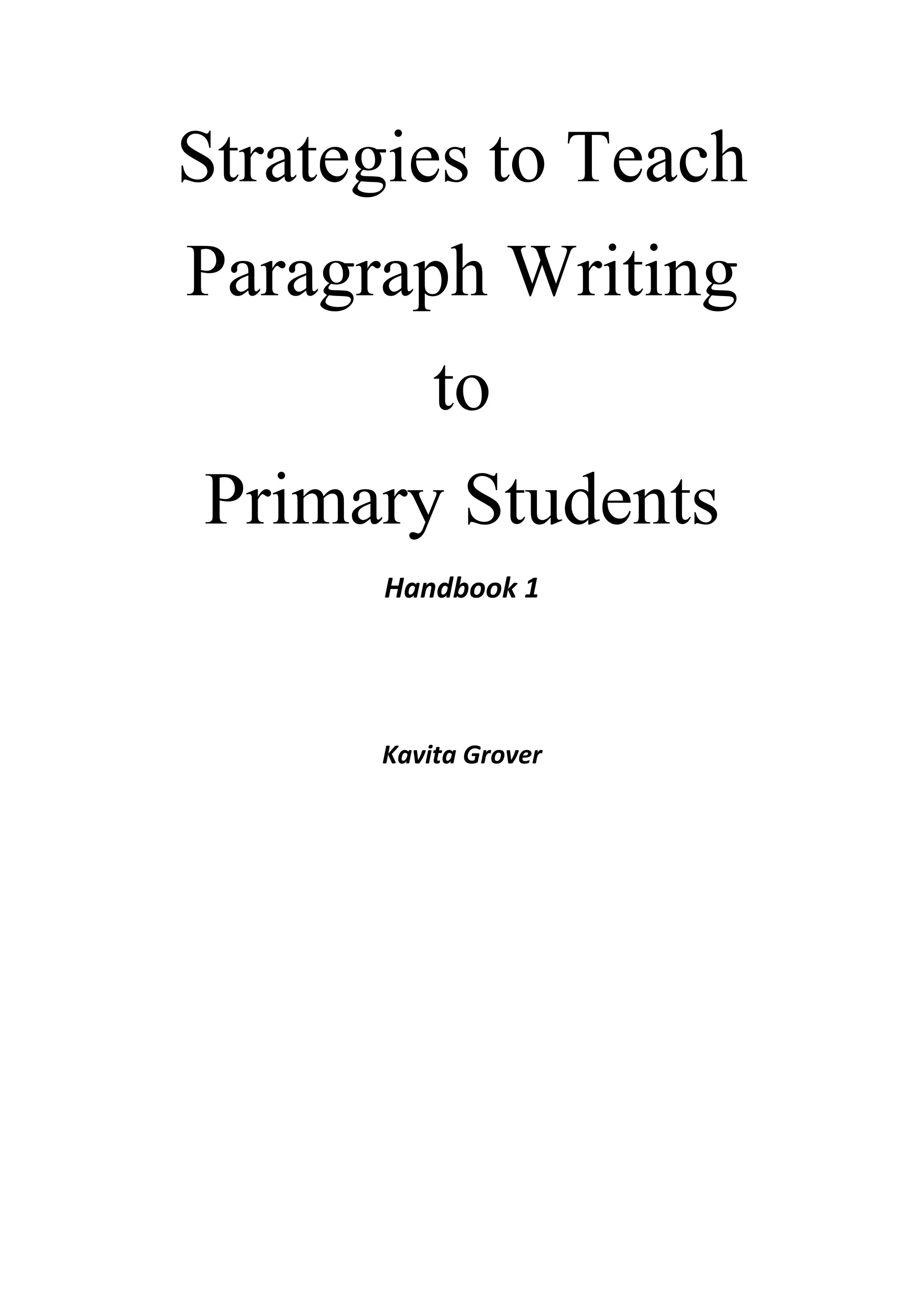Strategies to teach paragraph writing to primary students handbook 1 | DOCX