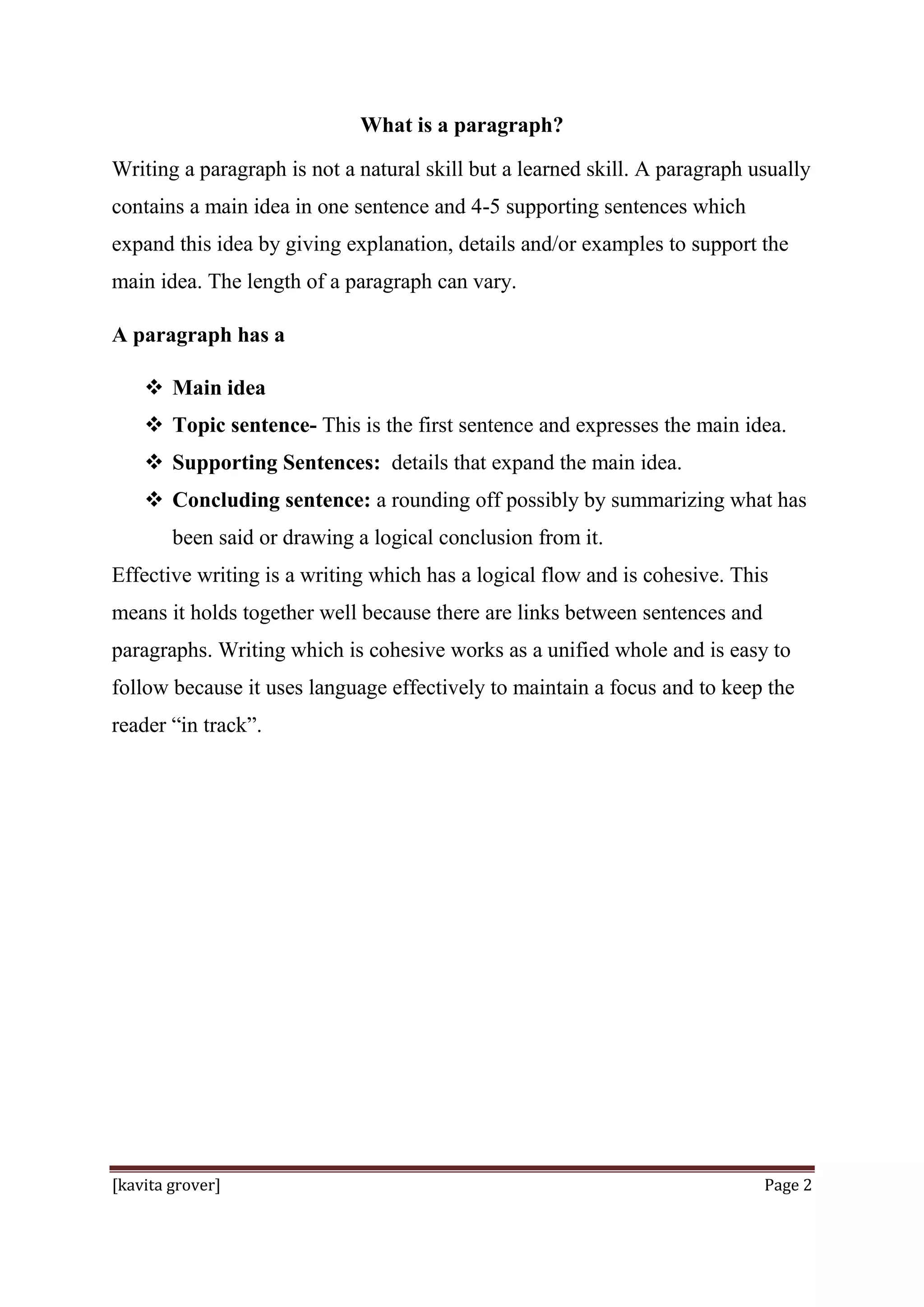 Strategies to teach paragraph writing to primary students handbook 1 | DOCX