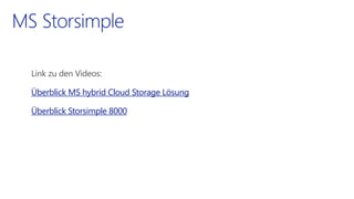 Überblick MS hybrid Cloud Storage Lösung 
Überblick Storsimple 8000  
