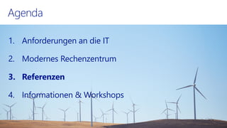 1.Anforderungenan die IT 
2.ModernesRechenzentrum 
3.Referenzen 
4.Informationen& Workshops  