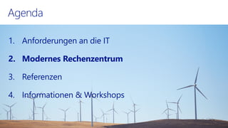 1.Anforderungenan die IT 
2.ModernesRechenzentrum 
3.Referenzen 
4.Informationen& Workshops  