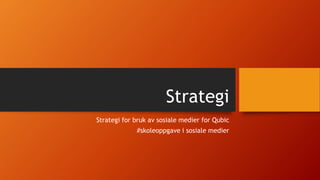Strategi
Strategi for bruk av sosiale medier for Qubic
#skoleoppgave i sosiale medier
 