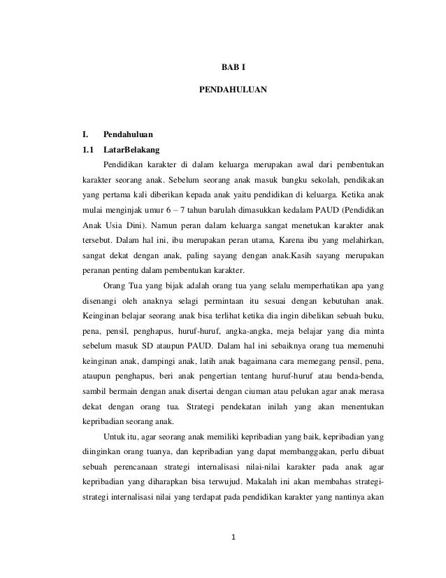 Strategi Internalisasi Nilai Karakter Pada Anak Dalam Keluarga