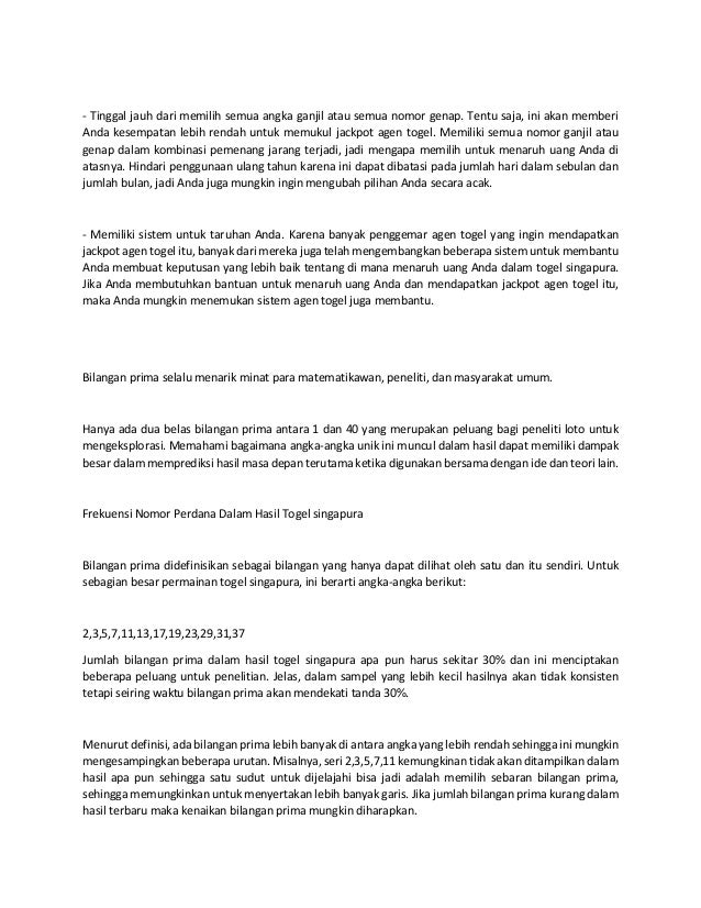 Strategi Menangkan Togel Singapura