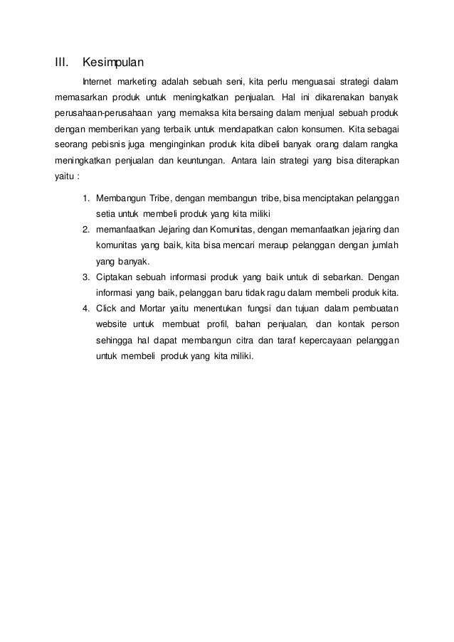 Strategi Pemasaran Informasi Produk Internet Marketing Dalam Mening