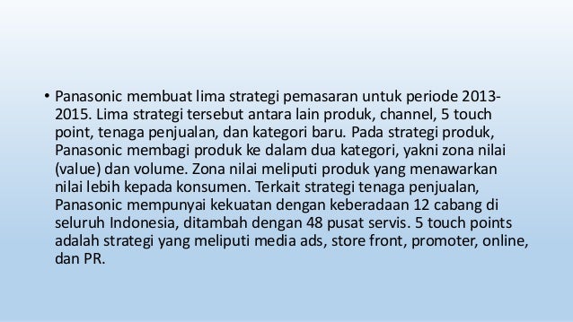Strategi Perusahaan Panasonic