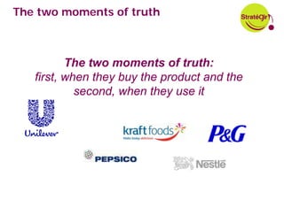 The two moments of truth



          The two moments of truth:
   first, when they buy the product and the
            second, when they use it
 