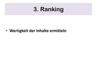 3. Ranking


• Wertigkeit der Inhalte ermitteln
 