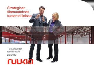 Strategiset
tilamuutokset
tuotantotiloissa




Tulevaisuuden
teollisuustila
2.2.2012
 