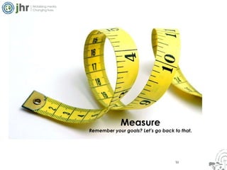 14 Measure Remember your goals? Let’s go back to that. 