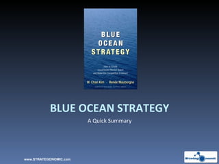 BLUE OCEAN STRATEGY A Quick Summary www.STRATEGONOMIC.com 