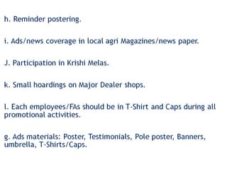 Plan for Branding/Promotional activities for Rabi 2009Kh- 2010. 