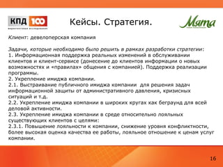 Дополнительный пакет
услуг
16
 