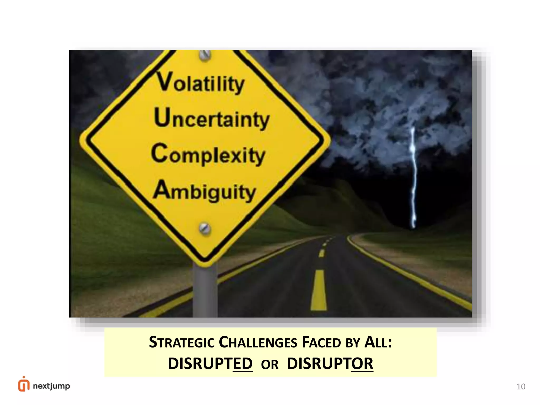 10
STRATEGIC CHALLENGES FACED BY ALL:
DISRUPTED OR DISRUPTOR
 