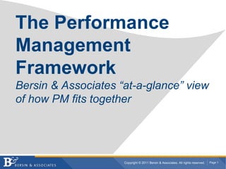 Copyright © 2011 Bersin & Associates. All rights reserved. Page 1
The Performance
Management
Framework
Bersin & Associates “at-a-glance” view
of how PM fits together
 