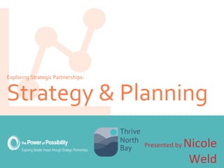 Exploring Strategic Partnerships:
Strategy & Planning
Presented by Nicole
Weld
 