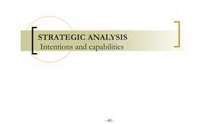STRATEGIC ANALYSIS
Intentions and capabilities
- 40 -
 