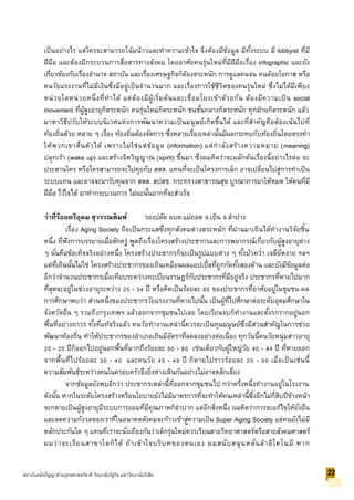 เป็นอย่างไร แต่ใครจะสามารถโน้มน้าวและทาความเข้าใจ จึงต้องมีข้อมูล มีทั้งระบบ มี lobbyist ที่มี
ฝีมือ และต้องมีกระบวนการสื่อสารทางสังคม โดยอาศัยคนรุ่นใหม่ที่มีฝีมือเรื่อง infographic และยัง
เกี่ยวข้องกับเรื่องอานาจ สถาบัน และเรื่องเศรษฐกิจก็ต้องตระหนัก การดูแลคนจน คนด้อยโอกาส หรือ
คนวัยแรงงานที่ไม่มีเงินซึ่งมีอยู่เป็นจานวนมาก และเรื่องการใช้ชีวิตของคนรุ่นใหม่ ซึ่งไม่ได้มีเพียง
หน่วยใดหน่วยหนึ่งที่ทาได้ แต่ต้องมีผู้เริ่มต้นและเชื่อมโยงเข้าด้วยกัน ต้องมีความเป็น social
movement ที่ผู้สูงอายุก็ตระหนัก คนรุ่นใหม่ก็ตระหนัก ชนชั้นกลางก็ตระหนัก ทุกฝ่ายก็ตระหนัก แล้ว
มาหาวิธีปรับให้ระบบนิเวศแห่งการพัฒนาความเป็นมนุษย์เกิดขึ้นได้ และที่สาคัญคือต้องเน้นไปที่
ท้องถิ่นด้วย หลาย ๆ เรื่อง ท้องถิ่นต้องจัดการ ซึ่งหลายเรื่องเหล่านั้นมีผลกระทบกับท้องถิ่นโดยตรงทา
ให้พวกเขาตื่นตัวได้ เพราะไม่ใช่แต่ข้อมูล (information) แต่กาลังสร้างความหมาย (meaning)
ปลุกเร้า (wake up) และสร้างจิตวิญญาณ (spirit) ขึ้นมา ซึ่งผมคิดว่าจะผลักดันเรื่องนี้อย่างไรต่อ จะ
ประสานใคร หรือใครสามารถจะไปคุยกับ สสส. แทนที่จะเป็นโครงการเล็ก อาจเปลี่ยนไปสู่การทาเป็น
ระบบแทน และอาจจะมารับทุนจาก สสส. สปสช. กระทรวงสาธารณสุข บูรณาการมาให้หมด ให้คนที่มี
ฝีมือ ไว้ใจได้ มาทากระบวนการ ไม่ฉะนั้นยากที่จะสาเร็จ
ว่าที่ร้อยตรีอุดม สุวรรณพิมพ์ รองปลัด อบต.แม่ถอด อ.เถิน จ.ลาปาง
เรื่อง Aging Society ถือเป็นกระแสซึ่งทุกสังคมต่างตระหนัก ที่ผ่านมาเถินได้ทางานวิจัยชิ้น
หนึ่ง ที่ฟังการบรรยายเมื่อสักครู่ พูดถึงเรื่องโครงสร้างประชากรและการพยากรณ์เกี่ยวกับผู้สูงอายุต่าง
ๆ นั่นคือข้อเท็จจริงอย่างหนึ่ง โครงสร้างประชากรก็จะเป็นรูปแบบต่าง ๆ ทั้งบัวคว่า เจดีย์หงาย ฯลฯ
แต่ที่เถินนั้นไม่ใช่ โครงสร้างประชากรของเถินเหมือนผลแอปเปิ้ลที่ถูกกัดทั้งสองด้าน และยังมีข้อมูลต่อ
อีกว่าจานวนประชากรเมื่อเทียบระหว่างทะเบียนราษฎร์กับประชากรที่มีอยู่จริง ประชากรที่หายไปมาก
ที่สุดจะอยู่ในช่วงอายุระหว่าง 25 - 34 ปี หรือคิดเป็นร้อยละ 80 ของประชากรที่อาศัยอยู่ในชุมชน ผล
การศึกษาพบว่า ส่วนหนึ่งของประชากรวัยแรงงานที่หายไปนั้น เป็นผู้ที่ไปศึกษาต่อระดับอุดมศึกษาใน
จังหวัดอื่น ๆ รวมถึงกรุงเทพฯ แล้วออกจากชุมชนไปเลย โดยเรียนจบก็ทางานและตั้งรกรากอยู่นอก
พื้นที่อย่างถาวร ทั้งที่แท้จริงแล้ว คนวัยทางานเหล่านี้ควรจะเป็นทุนมนุษย์ซึ่งมีส่วนสาคัญในการช่วย
พัฒนาท้องถิ่น ทาให้ประชากรของอาเภอเถินมีอัตราที่ลดลงอย่างต่อเนื่อง ทุกวันนี้คนวัยหนุ่มสาวอายุ
20 - 25 ปีก็ออกไปอยู่นอกพื้นที่มากถึงร้อยละ 50 - 60 เช่นเดียวกับผู้ใหญ่วัย 40 - 44 ปี ที่หายออก
จากพื้นที่ไปร้อยละ 30 - 40 และคนวัย 45 - 49 ปี ก็หายไปราวร้อยละ 20 - 30 เมื่อเป็นเช่นนี้
ความสัมพันธ์ระหว่างคนในครอบครัวจึงยิ่งห่างเหินกันอย่างไม่อาจหลีกเลี่ยง
จากข้อมูลยังพบอีกว่า ประชากรเหล่านี้ที่ออกจากชุมชนไป กว่าครึ่งหนึ่งทางานอยู่ในโรงงาน
ดังนั้น หากในระดับโครงสร้างหรือนโยบายยังไม่มีมาตรการที่จะทาให้คนเหล่านี้ซึ่งอีกไม่กี่สิบปีข้างหน้า
จะกลายเป็นผู้สูงอายุมีระบบการออมที่มีคุณภาพก็ลาบาก แต่อีกสิ่งหนึ่ง ผมคิดว่าการจะแก้ไขให้ยั่งยืน
และลดความกังวลของเราที่ในอนาคตสังคมจะก้าวเข้าสู่ความเป็น Super Aging Society แต่คนยังไม่มี
หลักประกันใด ๆ แทนที่เราจะนั่งเถียงกันว่าเด็กรุ่นใหม่ควรเรียนสายวิทยาศาสตร์หรือสายสังคมศาสตร์
ผมว่าจะเรียนสาขาใดก็ได้ ถ้าเข้าใจบริบทของตนเอง ผมสนับสนุุนหลั่นล้าอีโคโนมี หาก
22สถาบันคลังปัญญาด้านยุทธศาสตร์ชาติ วิทยาลัยรัฐกิจ มหาวิทยาลัยรังสิต
 