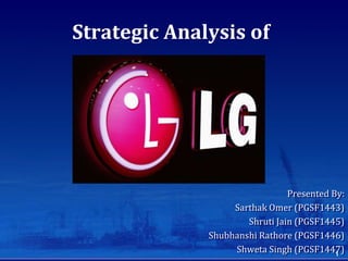 Strategic Analysis of
Presented By:
Sarthak Omer (PGSF1443)
Shruti Jain (PGSF1445)
Shubhanshi Rathore (PGSF1446)
Shweta Singh (PGSF1447)1
 