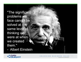 Copyright 2014 by Data Blueprint
7
"The significant
problems we
face cannot be
solved at the
same level of
thinking we
were at when
we created
them."
- Albert Einstein
 
