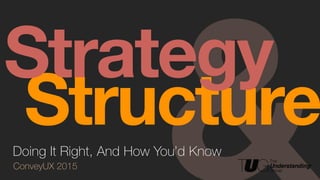 Structure
ConveyUX 2015
Strategy
Doing It Right, And How You’d Know
 