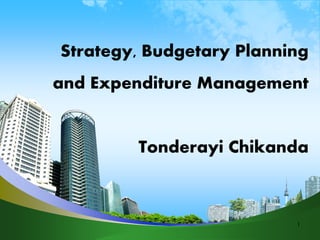 Strategy, Budgetary Planning
and Expenditure Management
Tonderayi Chikanda
1
 