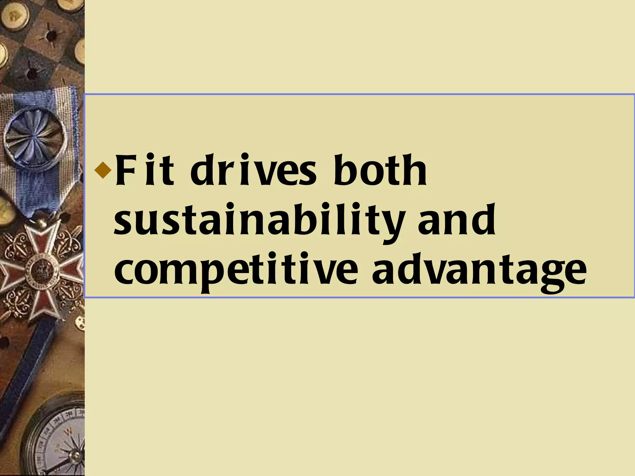 Fit drives both sustainability and competitive advantage 