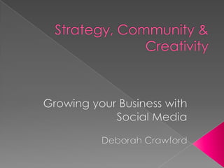 Strategy, Community & Creativity Growing your Business with Social Media Deborah Crawford 